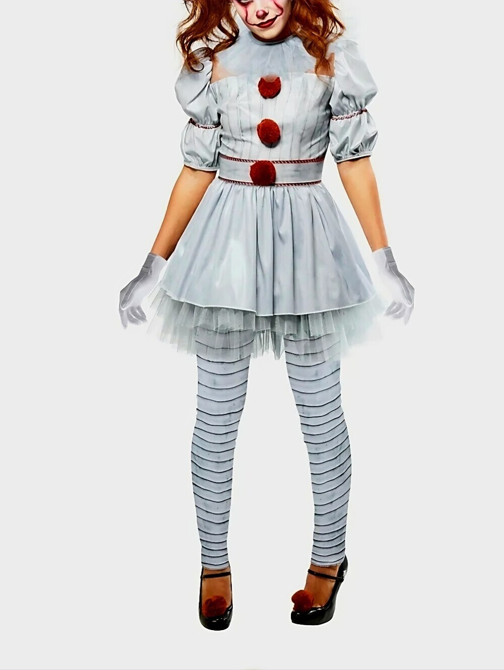 New It Pennywise Halloween Costume Women's size 1x 16-18W Dress Leggings gloves